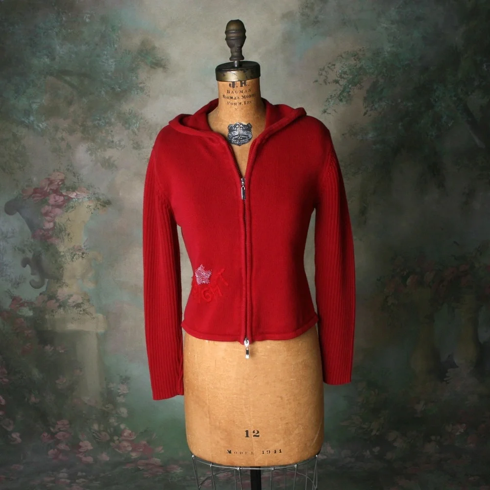 Like, Love Red Hooded Dbl Zip Sweater w/Star Sz Lg - Picture 7 of 8